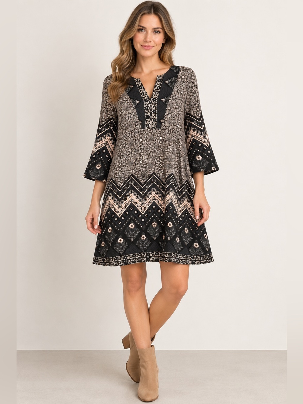 NEW Reborn Boho Paisley Print Shift Dress – Size L NWT